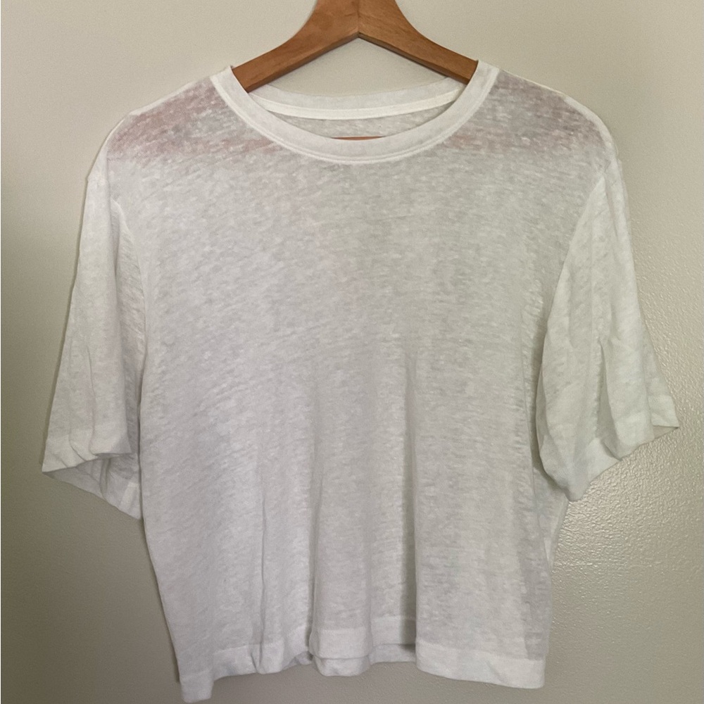 Universal Thread White Crop Linen Blend T-Shirt